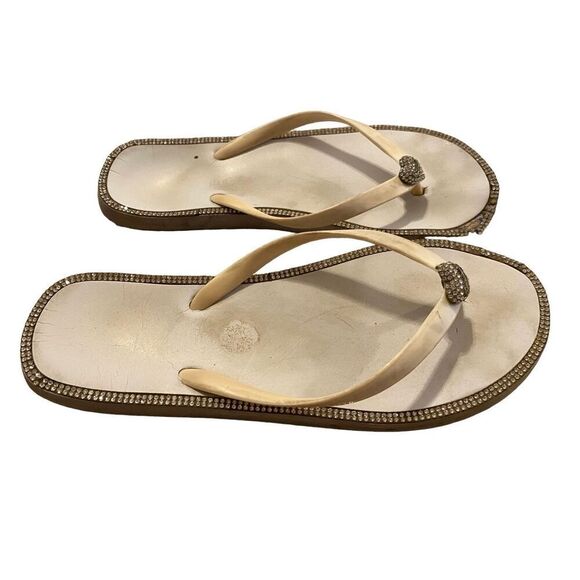 Juicy Couture Rhinestone Embellished Flip Flops Sandals Beach Coastal - Picture 3 of 6